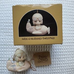 Precious Moments Have a Heavenly Christmas Ornament Angel Airplane w Box Tag